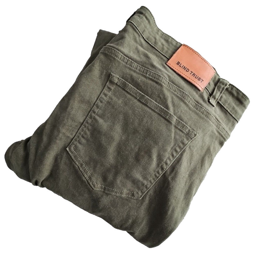 Blind Trust Jeans Men's 42x32 Green Stretch Denim Distressed Streetwear Lined - Picture 9 of 16